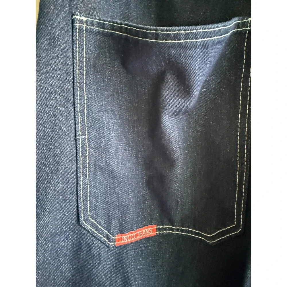 JNCO‎ Jeans Mens Dark Wash Wide Leg Baggy Denim Four Aces Flame Graphic 90s Y2K